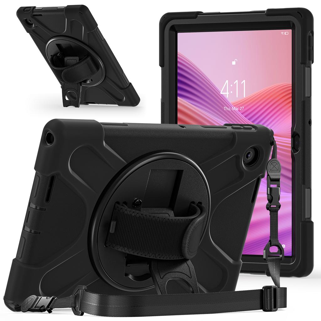 Rugged Case for Lenovo Tab 10.1 Inch 2025 K10C TB-311XU TB-311FU 360 Rotating Stand Heavy Duty Cover with Hand & Shoulder Strap