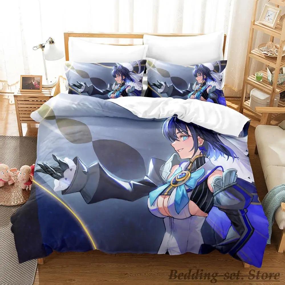 

Ouro Kronii Постельное белье Single Twin Full Queen King Size Bed Set Adult Kid Bedroom Duvetcover Sets Anime Parure de lit Bed EU Single 135x200cm