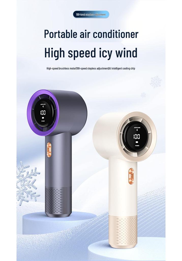 USB Rechargeable High-Speed Mini Fan with 199-Speed Display and Custom Logo Option
