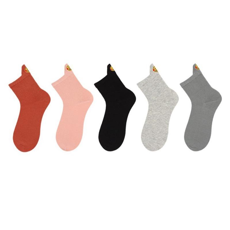 Socks Women's Autumn Lift Ear Mid-calf Socks Simple Embroidery Women's Socks Do Not Fall Off The Heel Anti-odour Sweat Boneless Socks