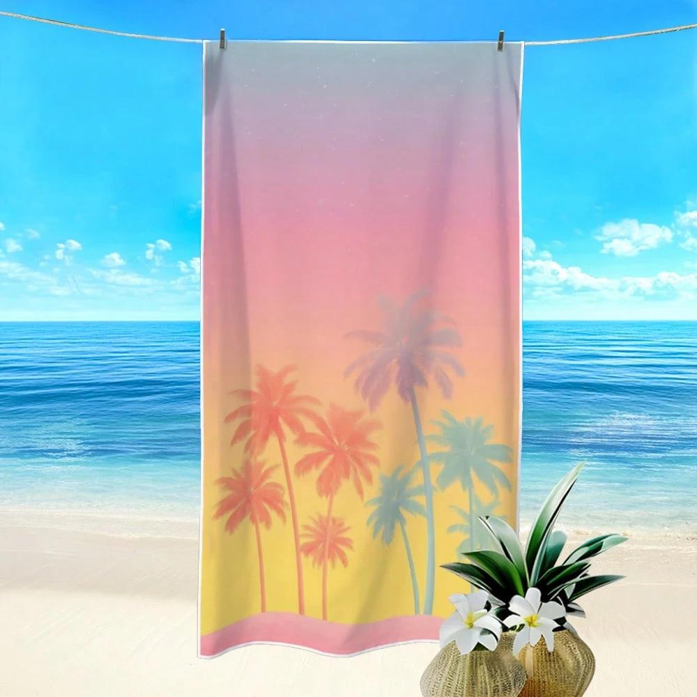 1PC Quick Dry Polyester Beach Towel, Tropical Ocean Pet Print Soft Lightweight Towel, Unisex Absorbent Towel for Beach Camping,