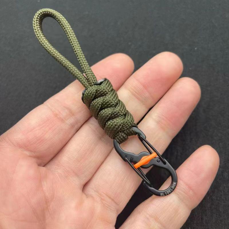 10cm Anti-Theft Paracord Keyring with Locking Figure-8 Buckle, Portable Outdoor Lanyard Hook.