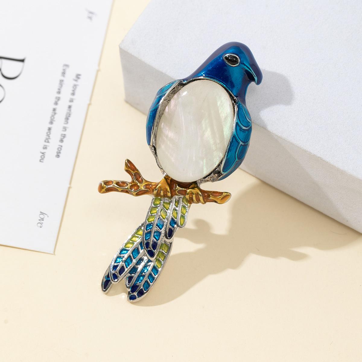 

Брошка з натурального каменю, мушля, брошка у формі сороки для елегантного офіційного пальта, ювелірний аксесуар 68x33 мм 68x33mm