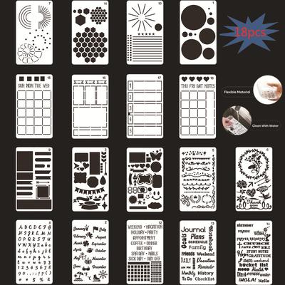 18 Sheets Per Set, PET, Hollow Out Painting Template, Creative Lace, Painting Set, DIY Diary Theme, Hand Account Drawing Template