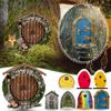 Miniature Fairy Gnome Door Figurines Elf Home Elf Door Embellishments Wooden Miniature Trees Courtyard Garden Decoration Crafts