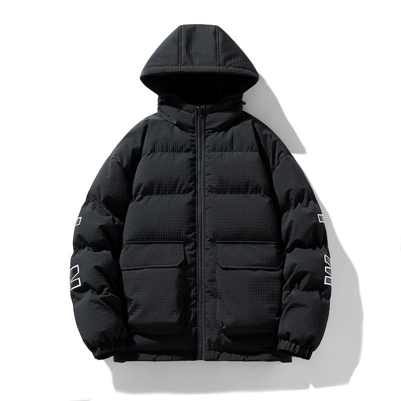 

BRICS grid cotton-padded clothes men s loose autumn and winter new American thickened winter cotton-padded jacket top couple cotton-padded jacket M чорний