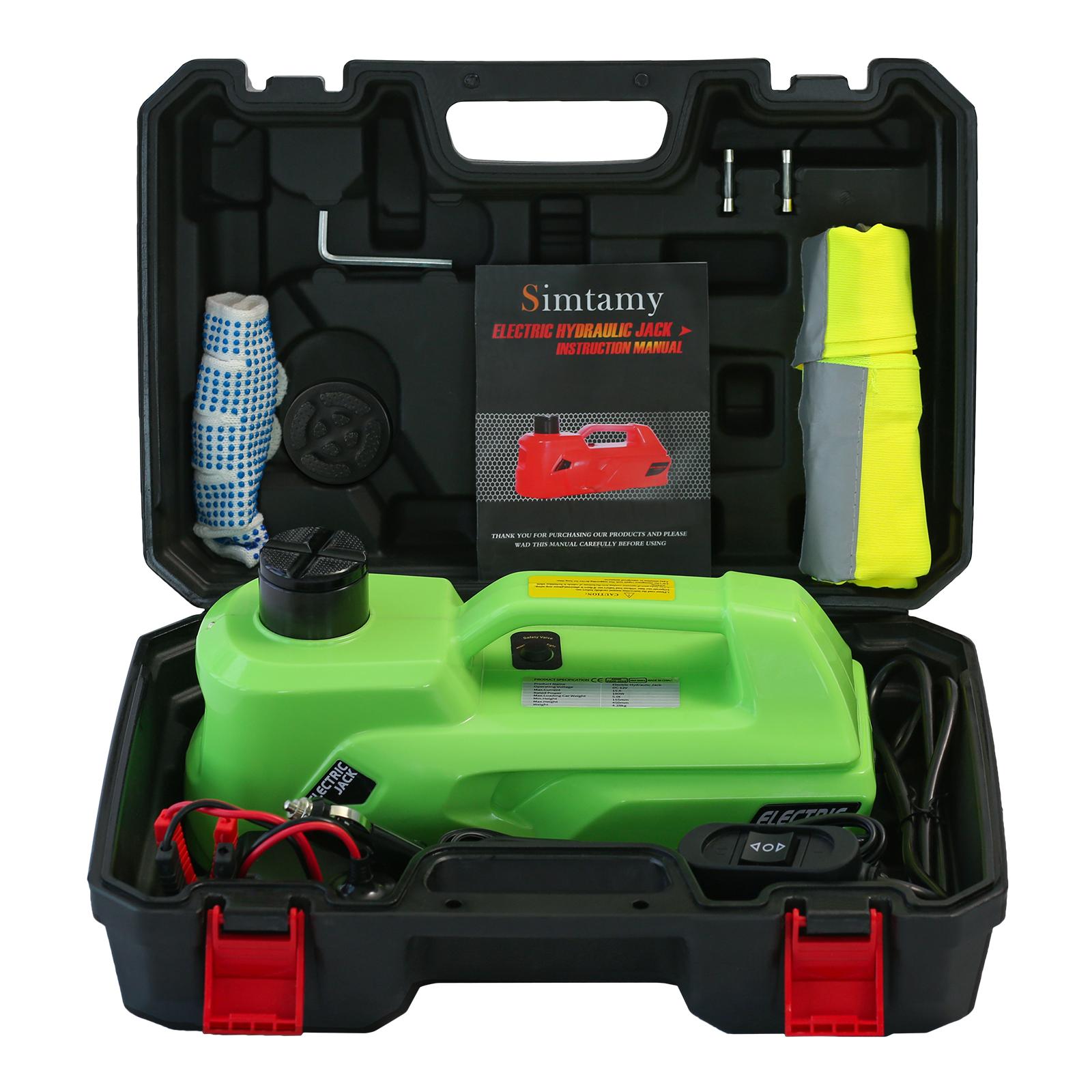 

5T 12V Электрический автомобильный домкрат 155-530 мм с высоким подъемом Электрический гидравлический домкрат для седанов и внедорожников зелёный