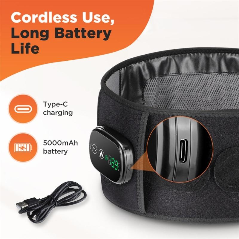 Portable Heating Pad Heated Lumbar Belt with Infrare Light Therapy and Vibrations for Office Worker and Athletes