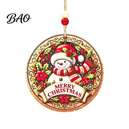 Rustic Xmas Tree Pendants Christmas Wooden Hanging Sign with Hemp Rope, Holiday Wall Decor Indoor for Home Party Decoration, Solid Wood Festive