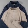 Men's Half-Zip Stand Collar Sweatshirt: Pure Color Long Sleeve T-Shirt for Spring & Autumn