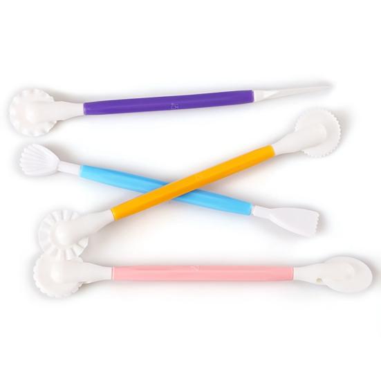 4 Stück Kuchen Schnitzmesser Doppelendiges Sicheres Plastik Entzückendes Teigschneider Set für Zuckerherstellung
