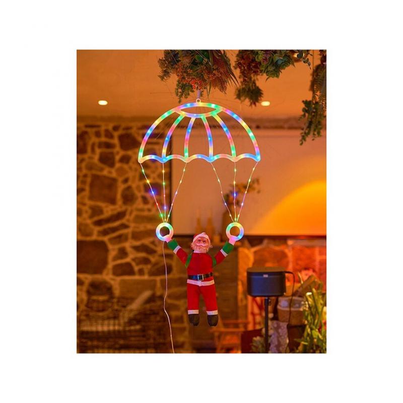 LED-Dekoration Mit Weihnachtsmann-Fallschirm, USB-Betriebene Fernbedienung, Für Den Innen- Und Außenbereich Geeignet, Ideal Für Weihnachtsfeiern Zu