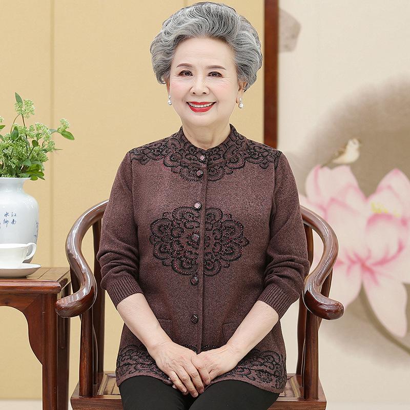 

Трикотажное пальто Женский свитер среднего и пожилого возраста весна-осень XXXL кофейный