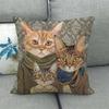 Cartoon Cat Pattern Series Super Soft Cotton and Linen Material Pillow Cover for Home Sofa Decoration Pillow Cover