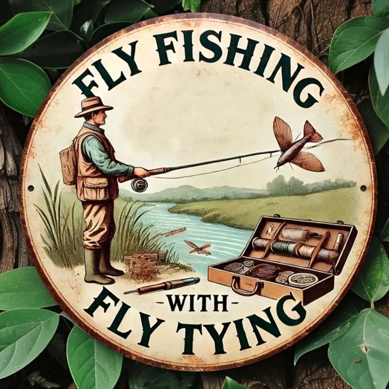 Metal Wall Art Vintage Rustic Landscape Durable Weatherproof Decor 20x20