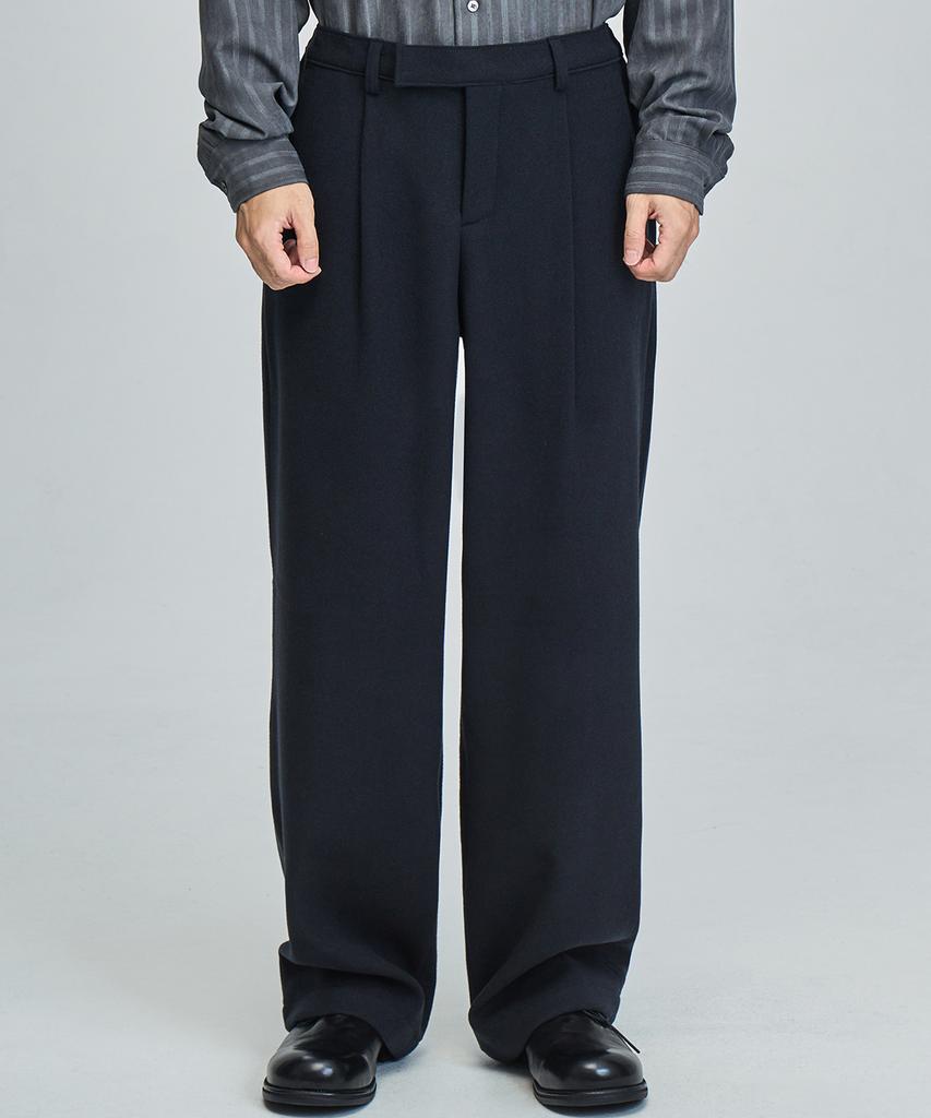 PRAIRIE Wool Relaxed Fit Slacks (Dark Navy)