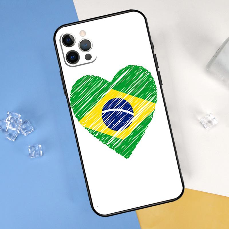 Brazil Brazilian Flag Phone Case For iPhone 16 15 13 11 12 14 Pro Max Mini X XR XS Max Plus Soft Cover