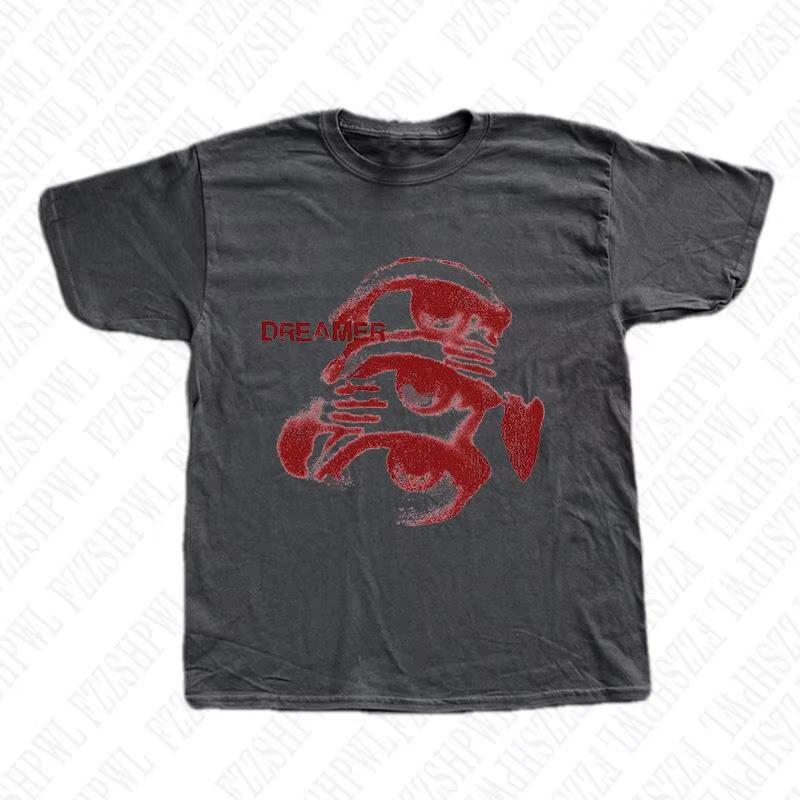 Fashion Aesthetics Graphics Print Y2K Cotton T-shirt Vintage Rock Gothic Comfortable Short Sleeve T-shirt Hip Hop Punk Cool Tees