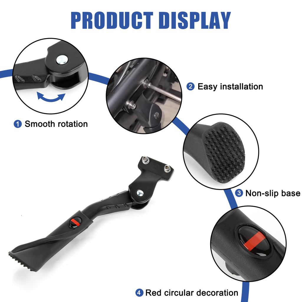 Ebike Adjustable Kickstand Non-Slip for Ridstar Q20 Pro Lite H20 H26 Pro X1S/X1 and for 20-22 Inch Bicycles Electric Bike