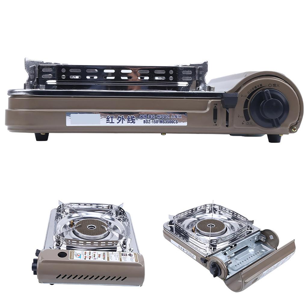 MS3500CS Kempingowa Butanowa Przenośna Kuchenka Gazowa Outdoor Wiatroodporna Przenośna Kuchenka Grillowa(Kawa Srebrna )