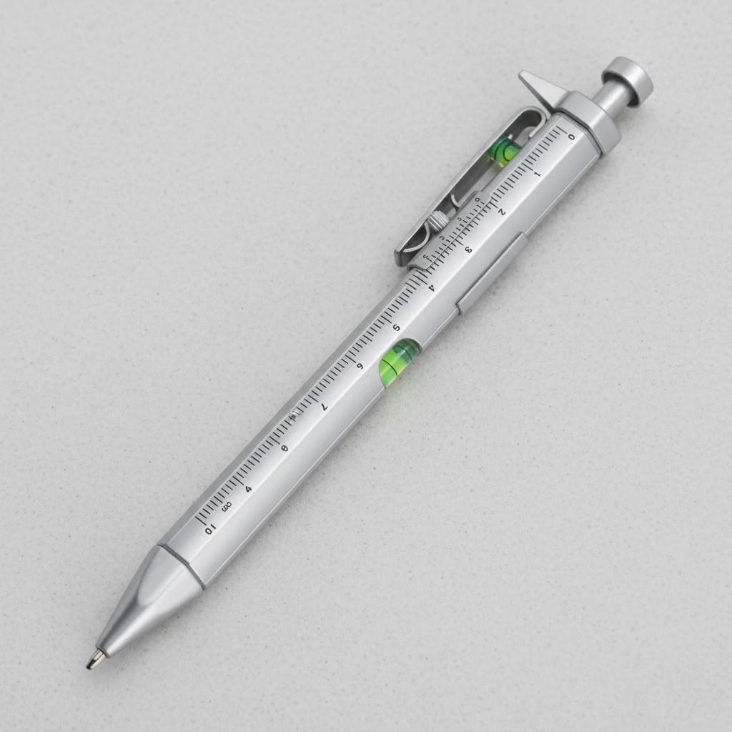 

Multifunction Ballpoint Pen Creative Vernier Caliper Roller Ball Pen Measuring Tool Student Supplies серебряный