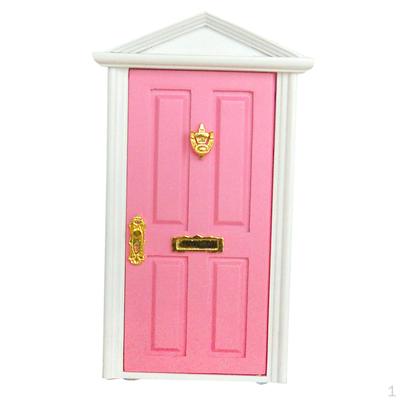 Dollhouse Miniature Pink Wooden Door Exterior