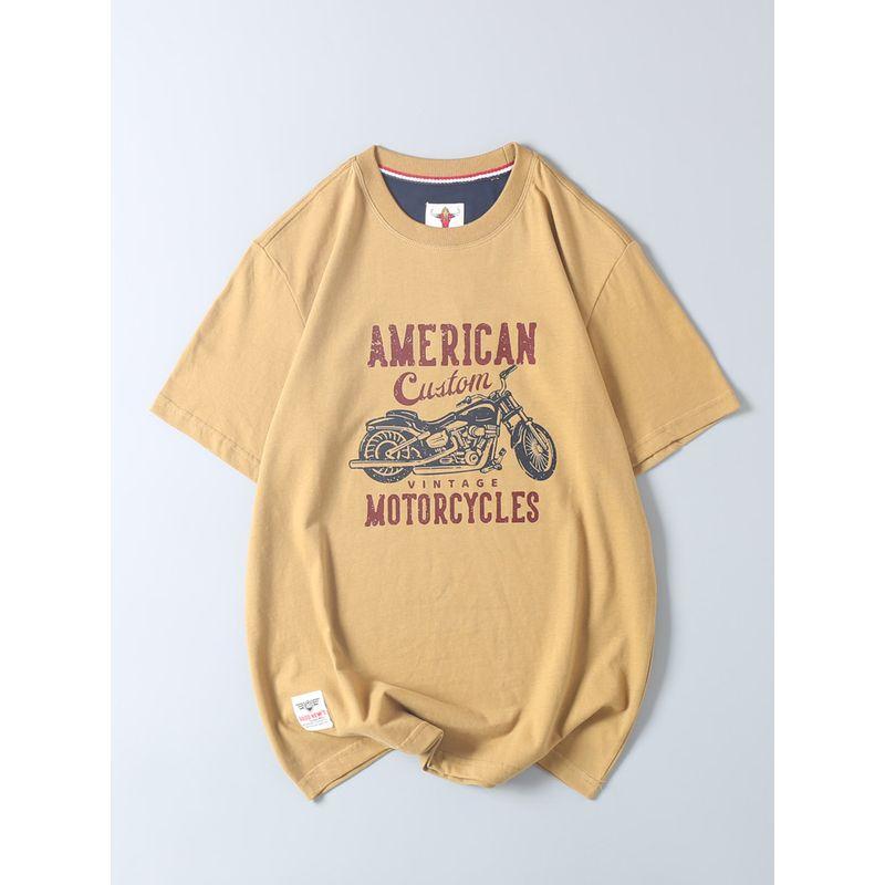 Balance Cargo with Logo Cut off Heavy Weight Pure Cotton Motorcycle Print Short-Sleeved T-shirt Summer Male and Female Trendy Brand Couple T-shirt