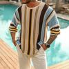 Men’s Mid Sleeve Crew Neck Striped Knit Sweater