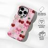 Sweet girl wind cherry bow mobile phone case iPhone16promax two-in-one film case Apple 17 anti-collision case