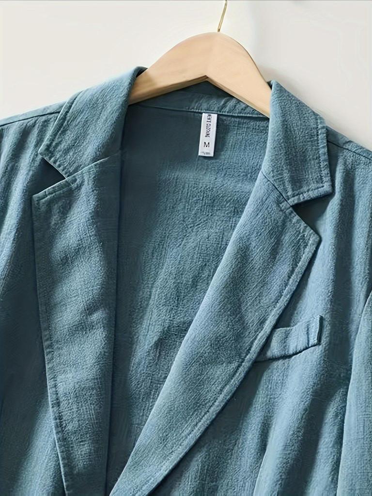Herren Freizeit Baumwolle und Leinen Einfarbig Einlagig Anzugjacke