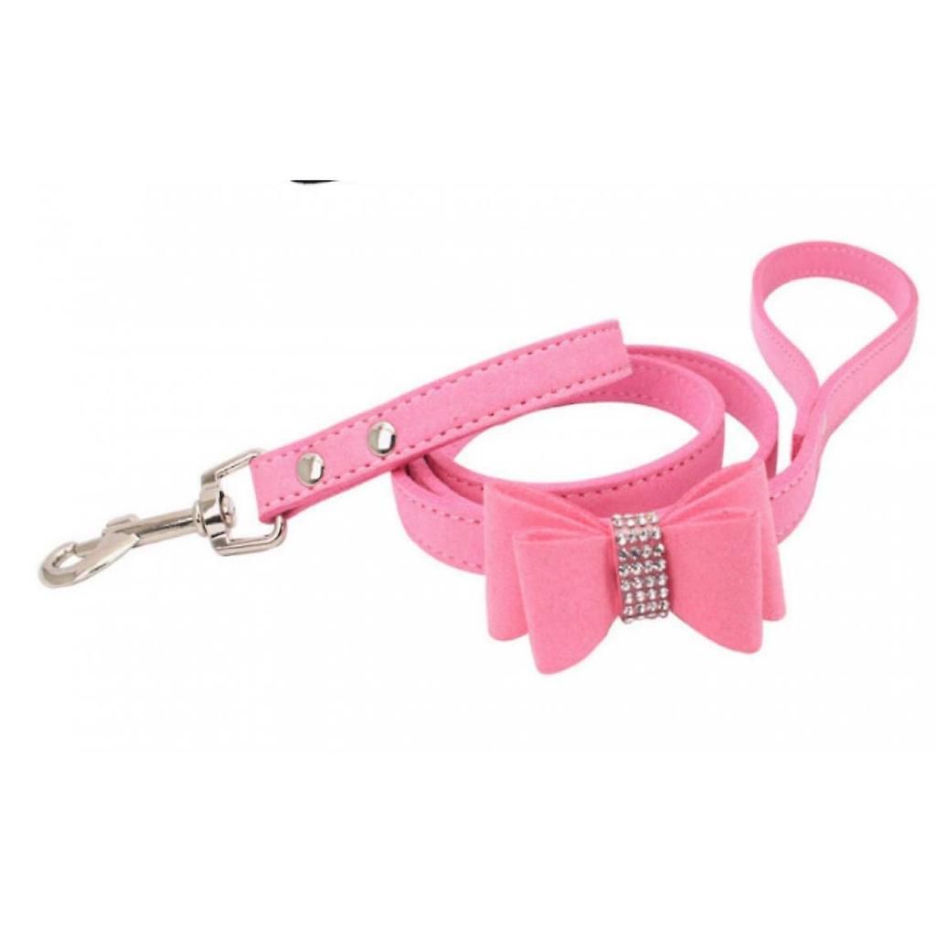 Suede Bows, Leather, Rhinestones, Dog Collar And Leash Cover, Puppy, Cat, Dragon, Small Dog, Cat | Collar For Dog, Cat | Cat Collar (pink)