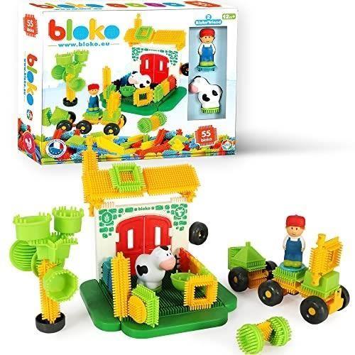 Jeu de construction - BLOKO - Coffret 60 pièces - 2 figurines 3D - Dès 12 mois - Couleurs vives