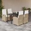 VidaXL Garden Dining Set with Cushions 5 Pcs, Table and Chairs with Adjustable Backrest, Outdoor Patio Furniture 3212383