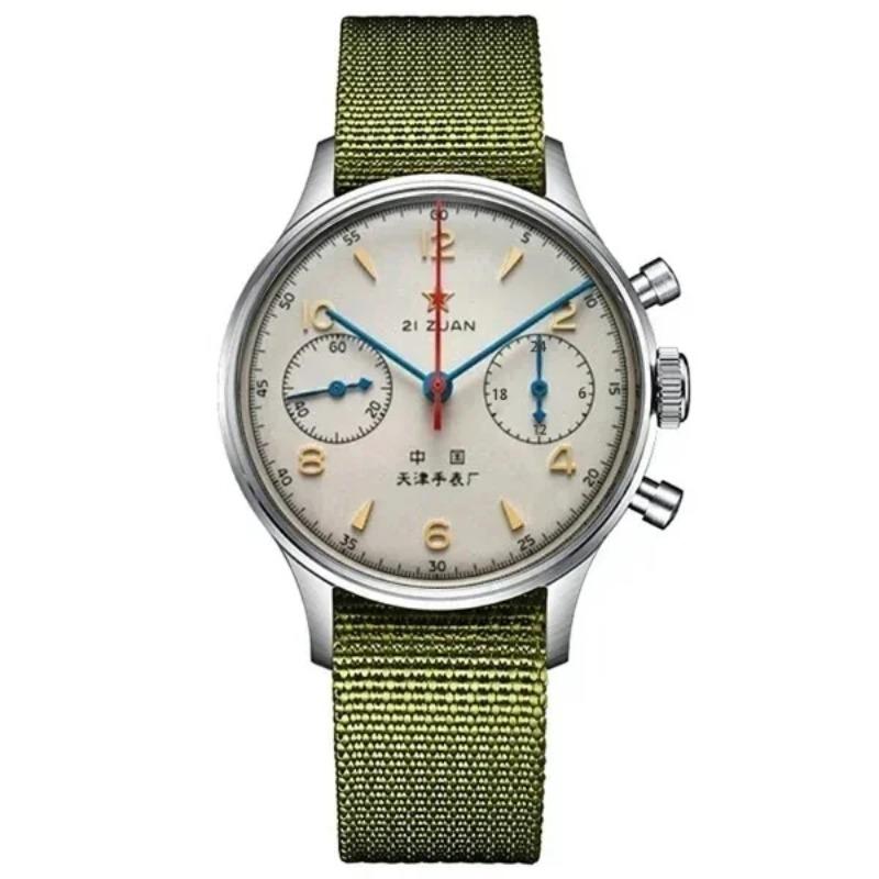 Reloj Mecánico Cronógrafo Piloto Retro para Hombre, 1963 Movimiento Seagull Carga Manual Reloj de Pulsera para Hombres