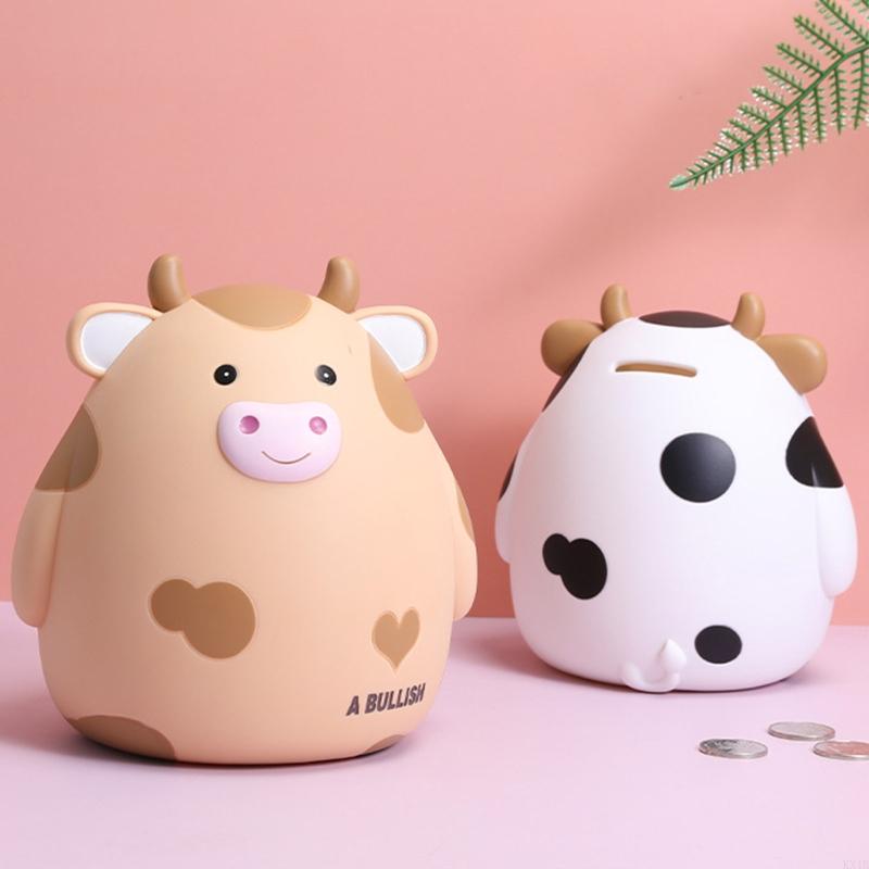 KX4B for Creative Cow Piggy Vinyl Coin Storage Jar Cartoon Animal Money Box for Home Bedroom Decoration Kids Birthday Gi
