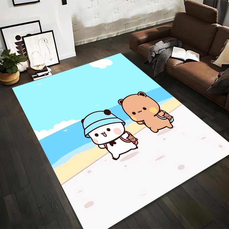 

Adorable Cartoon Bear and Panda Walking by the Beach Pattern on a Cute Carpet Suitable for use as an anti-slip1 for1room and bedroom sofas 40x60cm( 15x23in )