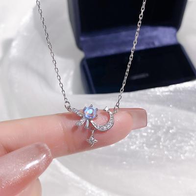 Starry Moon Bow Necklace New Style Temperament Small and Fresh Advanced Design Collar Chain