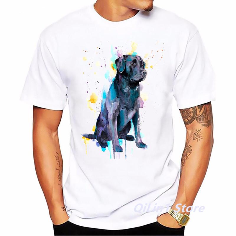 Watercolor Labrador Dog Animal Print TShirt MenS Clothing 2024 Funny Tshirt Homme Harajuku Kawaii Clothes T Shirt Hombre