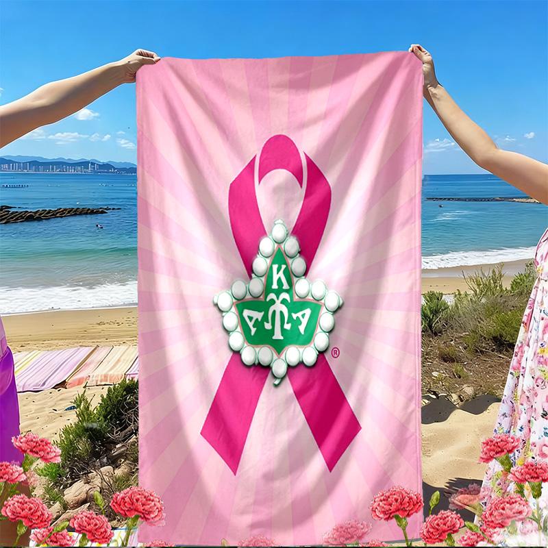 Alpha Kappa Alpha Print Beach Towel, Versatile Lightweight Absorbent Beach Towel for Pool Surf Yoga Bathroom, Perfect Birthday Holiday Gift
