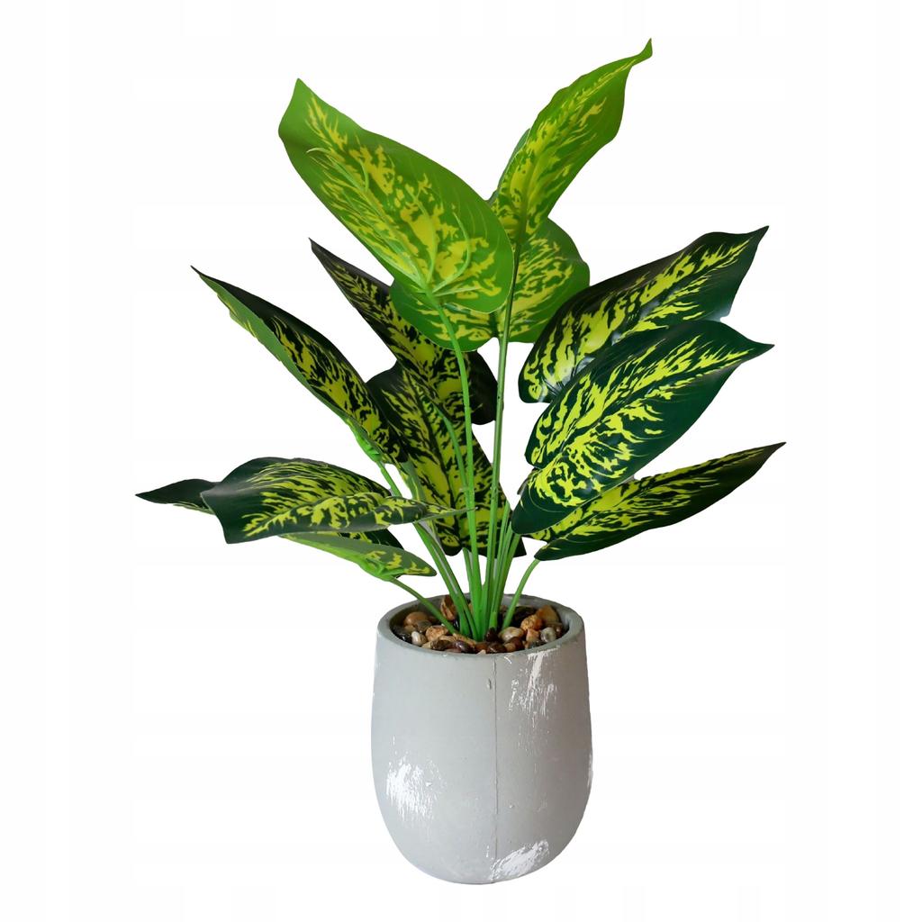Artificial Plant Flower In A Pot For Home Office Realistic Dieffenbachia