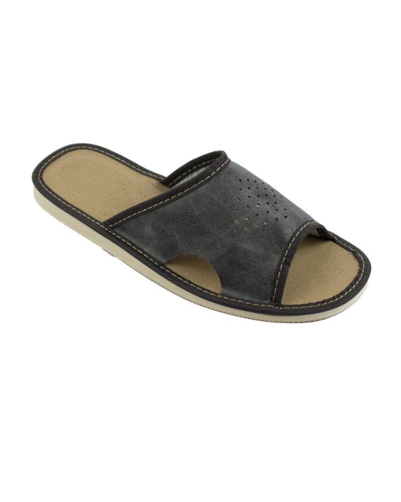 Men's gray slippers with side cutouts, good air circulation 43