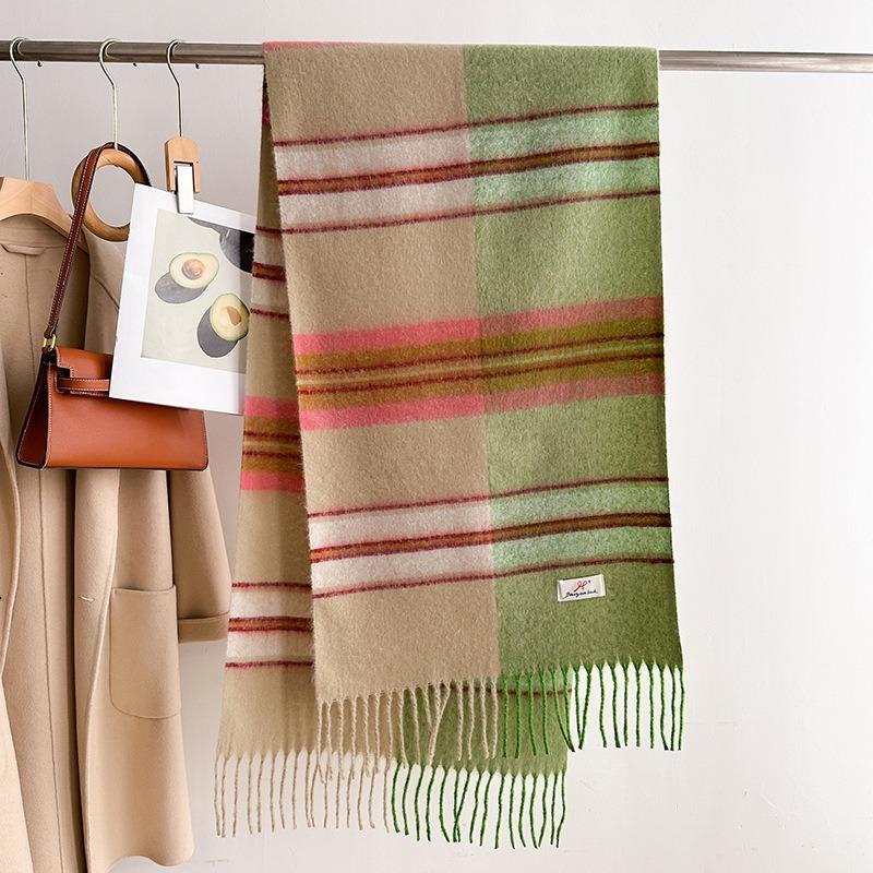 Striped Gradient Tassel Scarf Warm Unisex Winter Versatile Shawl