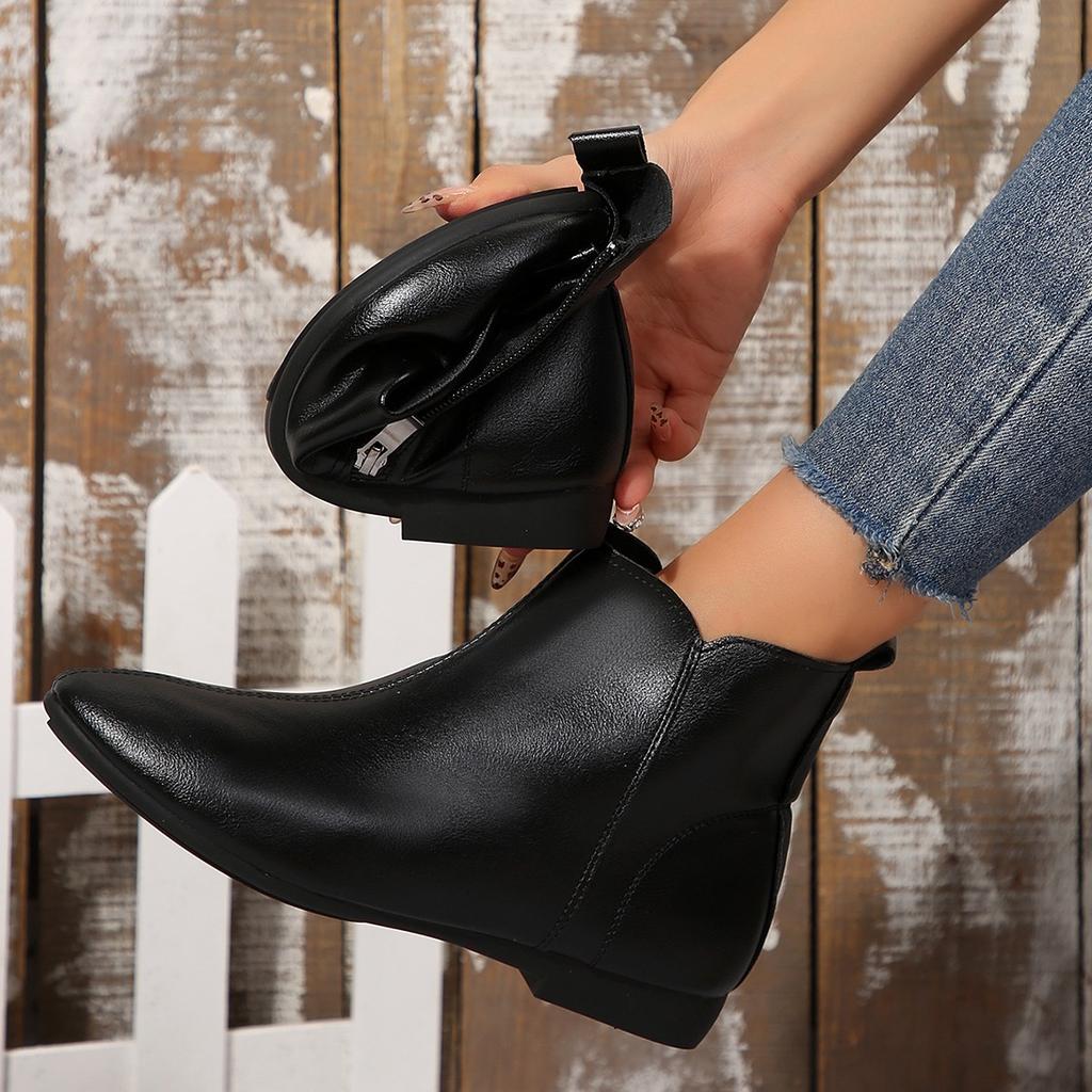 Korean version of the women's Martin boots comfortable soft elastic trend of non-slip wear chic hundred outstanding height increase shoes