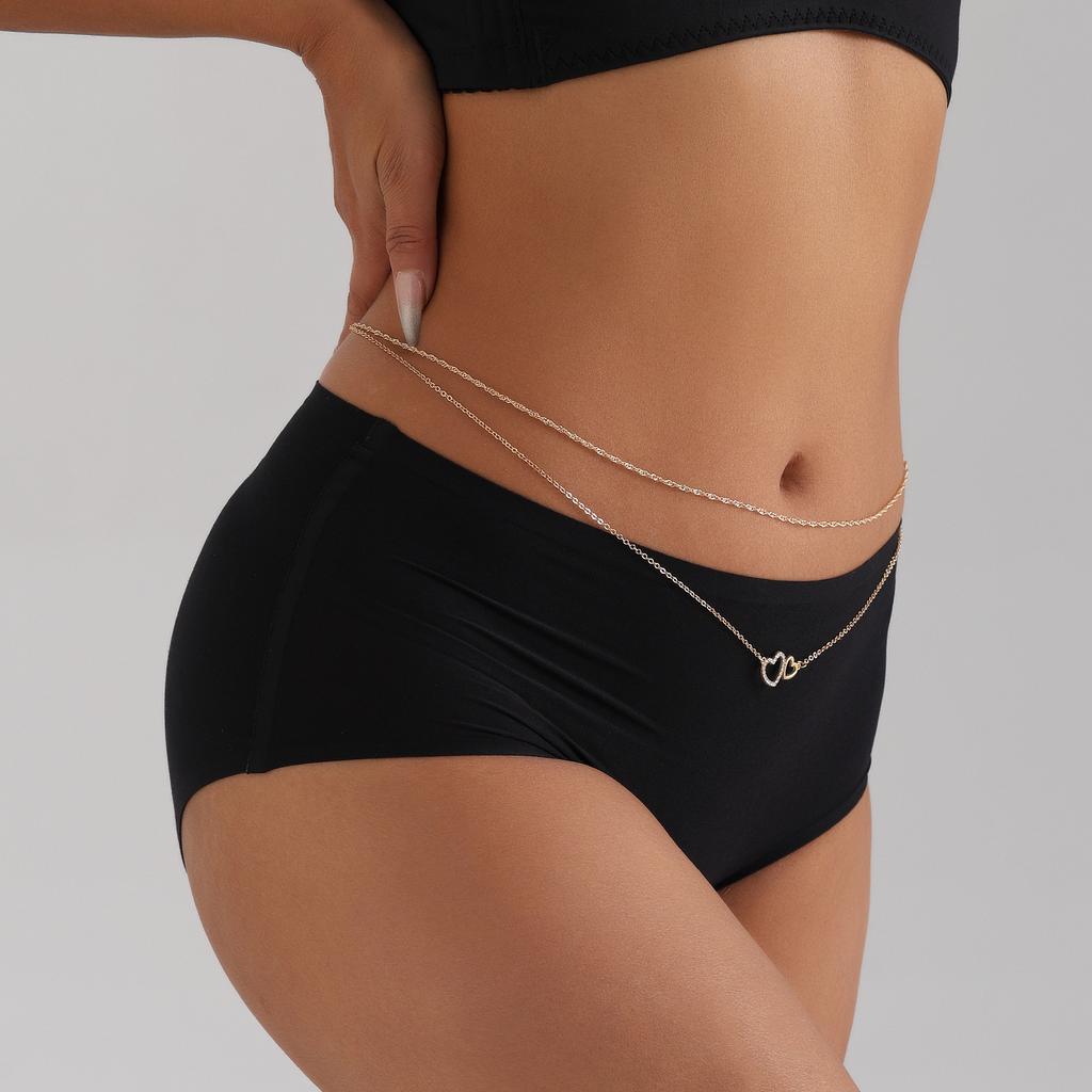 European and American Sexy Bikini Navel Metal Chain Waist Jewelry Double Geometric Love Pendant Waist Chain High Sense