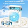 Portable Air Conditioners for bedroom and office, white ABS plastic mini air cooler fan with 2000mAh battery, 500ML tank, 3-spe