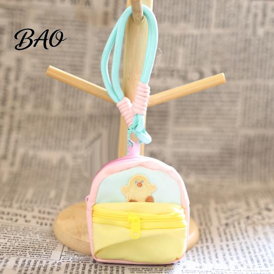 Macaron Color Headphone Case Small Coin Purse, Style Mini Backpack Pendant with Lanyard, Lightweight Durable Fabric Purse Pouch Double Zippered