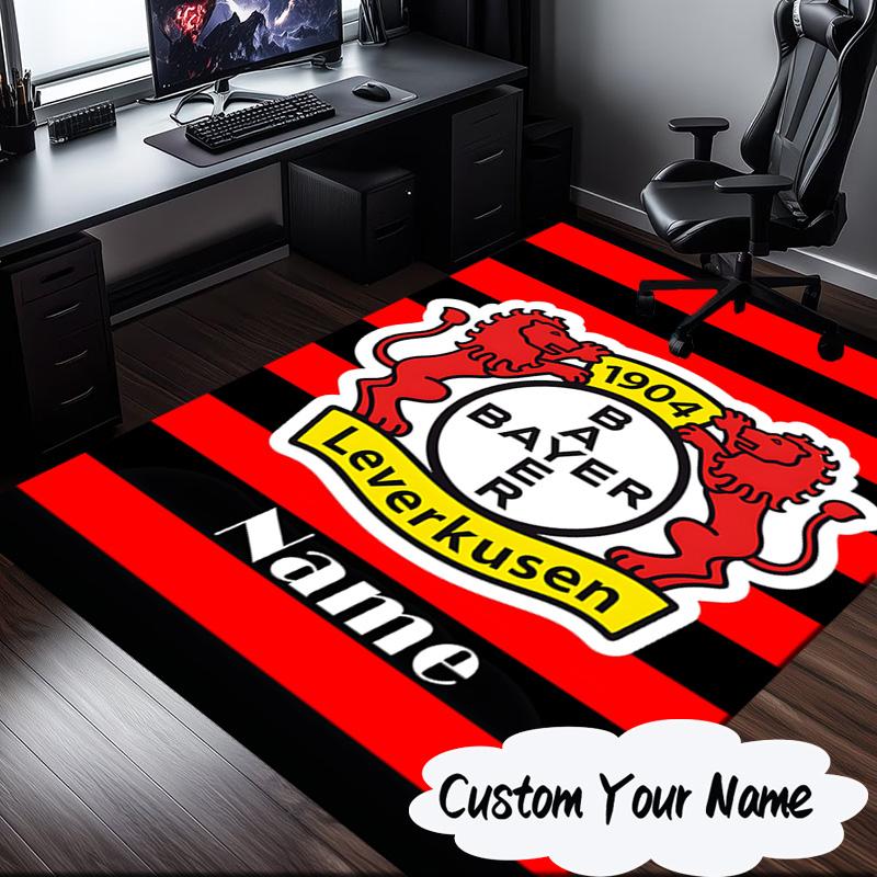 Custom Name Bayer FC Crest Rug for Living Room, Game Rooms, Office, Bedroom, Floor Mat Playful Design, Fan Gifts Christmas Decor