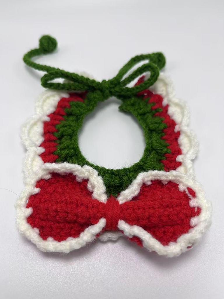 Hand-Knitted Christmas Snood Bib for Cats & Dogs
