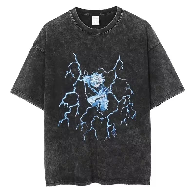 Killua Zoldyck Hunter X Hunter Manga Graphic Tshirt Men Women Clothes Oversized Washed Cotton Tshirt Short Sleeve Tees Tops