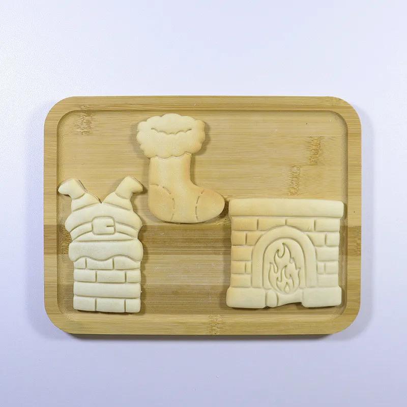 Holiday Christmas Cookie Embosser Cutter Mold Santa Claus Crystal Ball Snowman Fondant Stamp Cake Decor Tools Baking Supplies